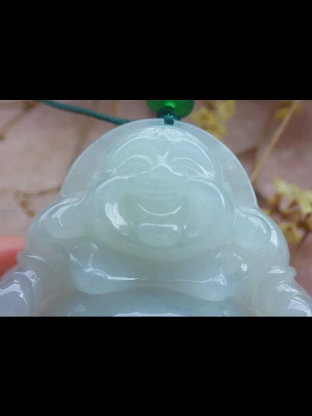 Certificate Jadeite Jade Light Green Pendant luck Laughing Buddha god